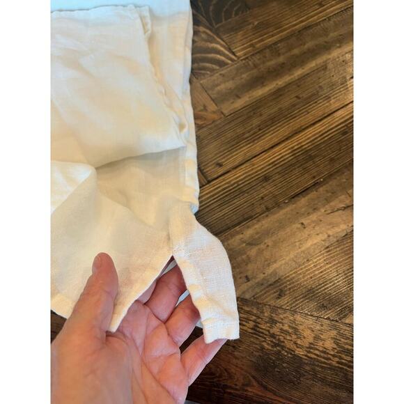 FLAX Thin White Linen Pants Large Elastic Waist Lagenlook Leg Pull On Beachy - Picture 10 of 12